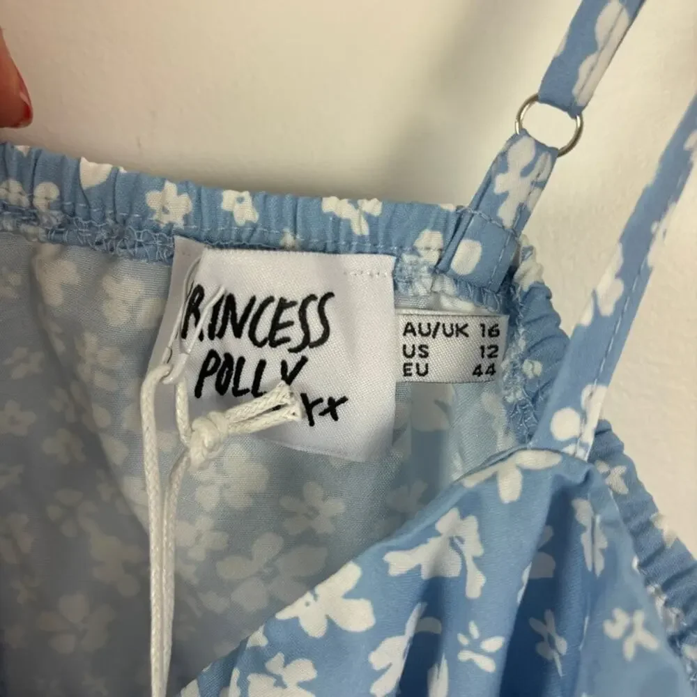 Princess Polly Caesura Dress Blue Floral Wrap Skirt Size 12 NWT- Feminine Girly